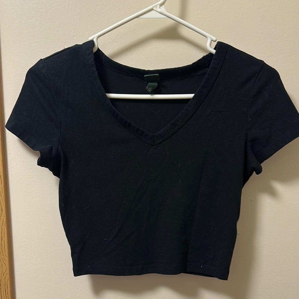 Wild Fable Black Fitted Crop T-Shirt